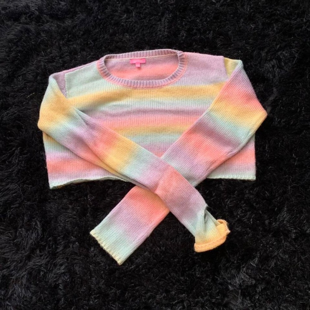 Sugarthrillz Rainbow Ombre Crop Sweater